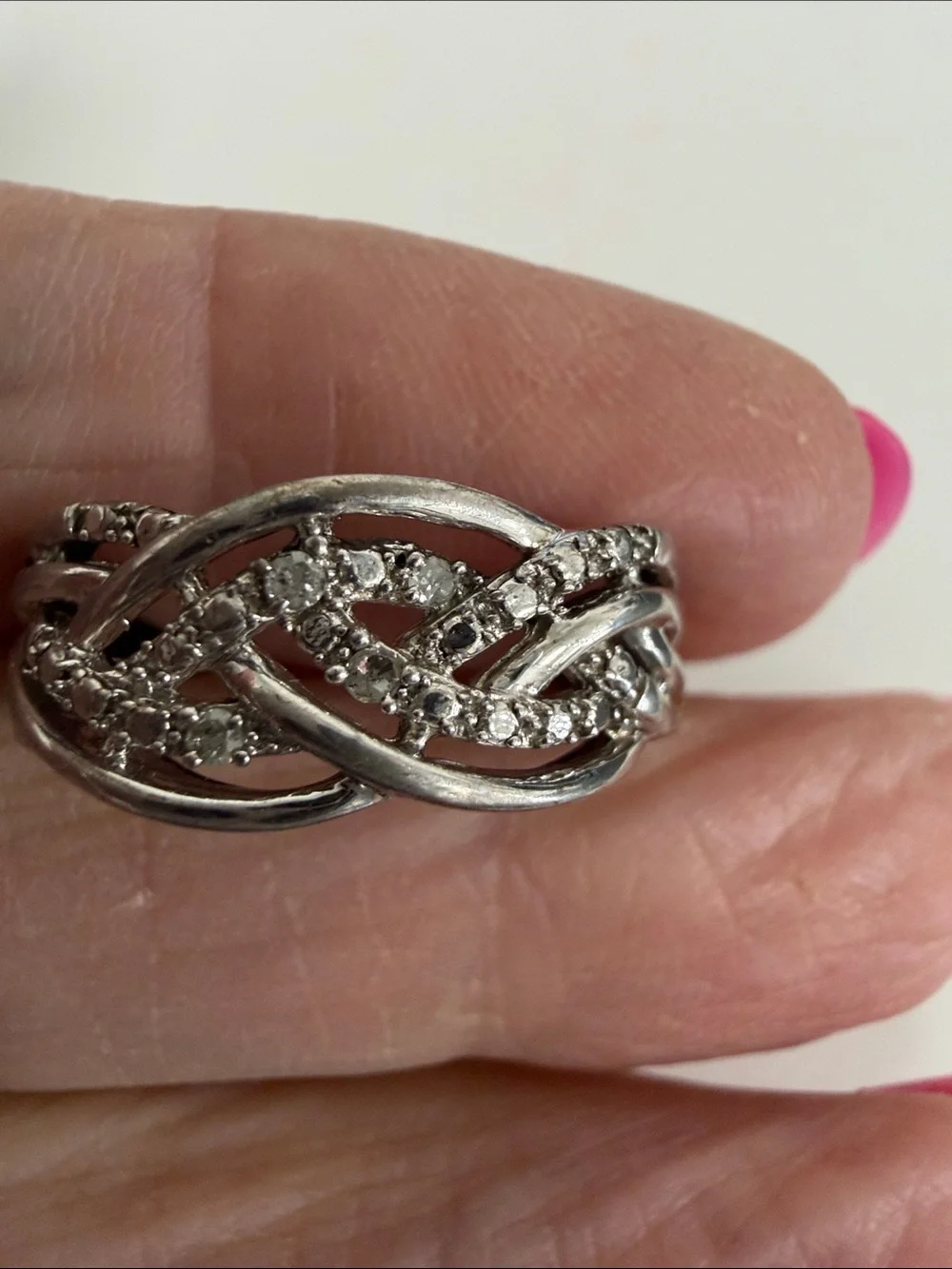 Sterling Silver and Diamond Ring size 8